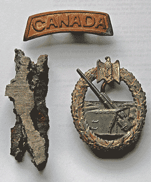 Coastal Defence badge, shrapnel, Canada, courtesy Tim Heasman