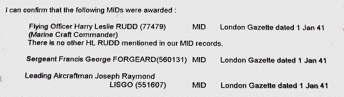 Rudd, Foregeard, Lisgo, extra names