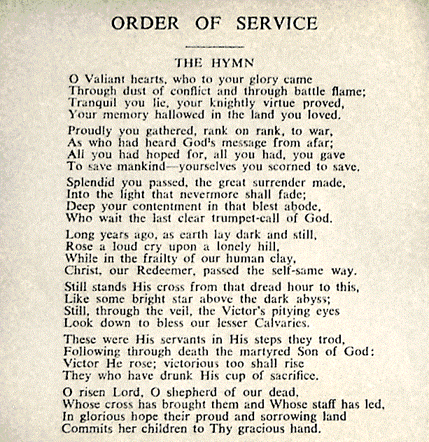 Book of Remembrance - Dedication - Order of Service