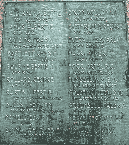 plaque of names, A to H, River Memorial, photographed by Bryan Walker 