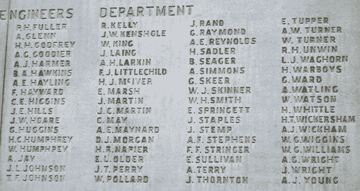 List of names of men from the Engineers Department, part 2, photographed by Simon Chambers