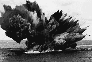 HMS Barham exploding, from Wikimedia Commons