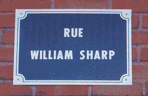 Rue William Sharp, road sign in Calais, photo by Mike and Carole Webb