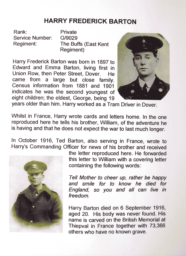 information panel about Harry Barton