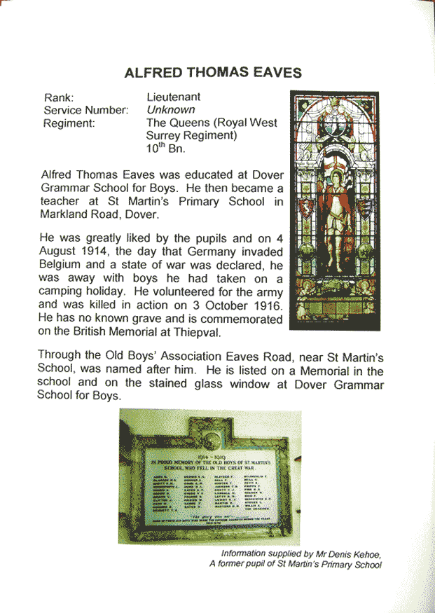 information panel about Tommy Eaves