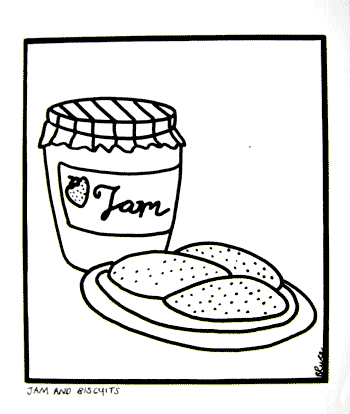 jar of jam and biscuits on a plate