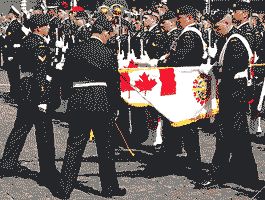 unfurling the colours - they had been kept covered until this moment