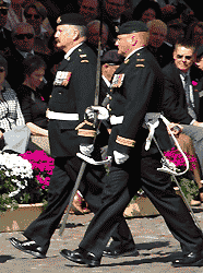 walking towards the dais where the Mayor was standing