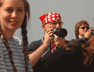 a man snapping a shot