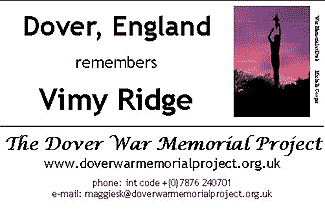 card - Dover, England, remembers Vimy Ridge