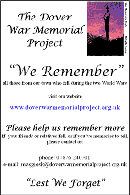 small "We Remember" poster giving the website address, and contact details