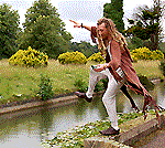 Kirkweazle, jumping into the moat, where Catweazle was rejected by the water and flew back out again, picture Simon Chambers